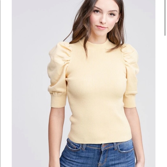 en saison puff sleeve sweater top